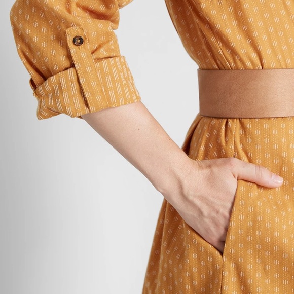ModCloth Mustard Shirt Dress Size 2 - Picture 5 of 15